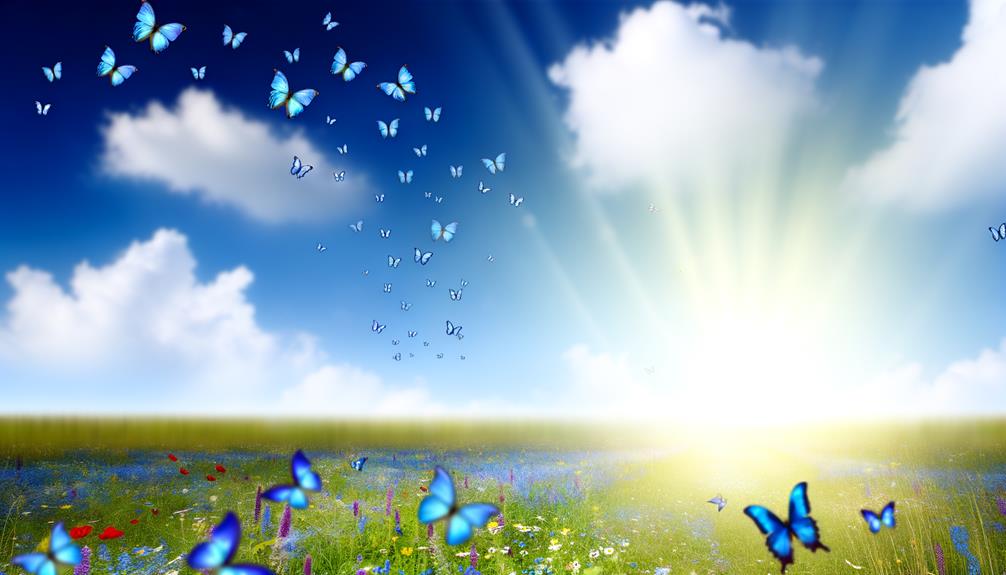 beautiful blue butterflies display