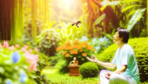 bee landing signifies spiritual connection