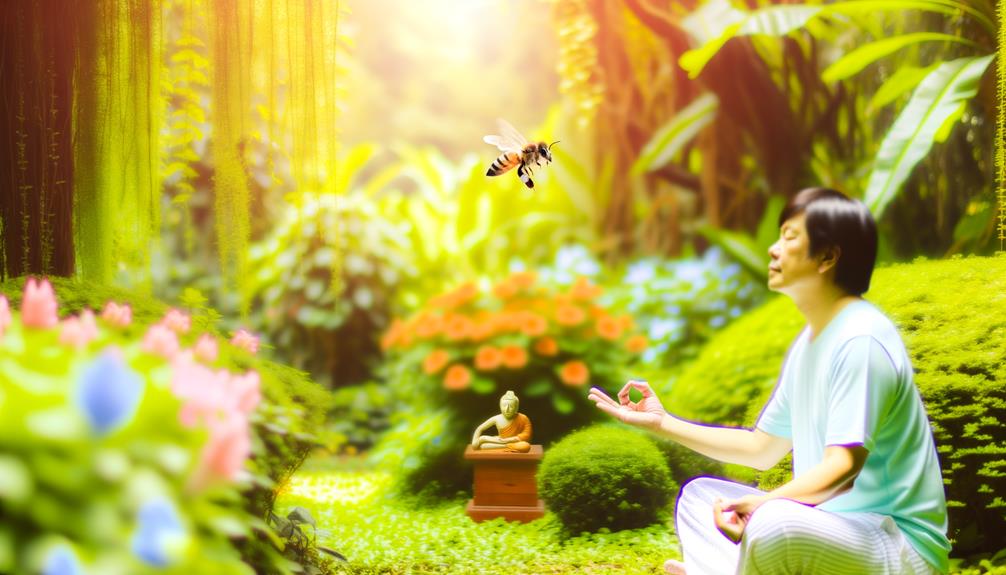 bee landing signifies spiritual connection